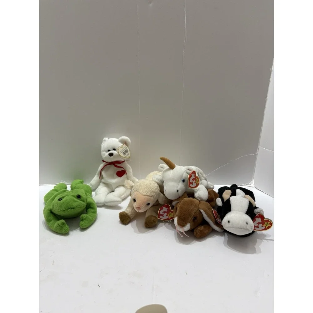 Lot Of 6 Ty Vintage Beanie Babies Retired With Tags Farm Animals 1993-1999
